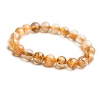 CWZZWS Bracciale per tallone rotondo in cristallo in quarzo in golden a doratura naturale da 9 mm