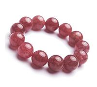 CWZZWS Bracciale per tallone rotondo in quarzo a fragole naturale genuino da 18 mm
