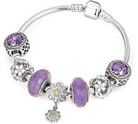 CWZZWS Bracciale sterling sterling fiore incantesimo bracciale viola braccialetti compatibili con le donne in stile vacanza gioielli in argento