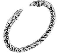 CWZZWS Braccialetti da Donna per Uomo Braccialetti Vintage Nordici Unici Bracciale a Doppia Testa con Drago Bracciale Regolabile in Acciaio Inossidabile con Braccio Intrecciato Braccialetti Gioielli