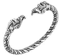 CWZZWS Braccialetti da Donna per Uomo Braccialetti Vintage Nordici Unici Bracciale a Doppia Testa con Drago Braccialetti Regolabili in Acciaio Inossidabile con Braccio Intrecciato Gioielli Pagani/H