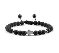 CWZZWS Braccialetti da uomo 6mm Lava nera roccia di roccia in pietra fatta a mano Bracciale in perline e bracciable Dimensioni regolabili Donne Women Whier