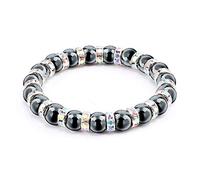 CWZZWS Braccialetti di perle di ematite naturali uomini non magnetici donne in pietra di cristallo bracciale e braccialetto