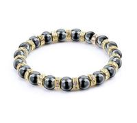 CWZZWS Braccialetti di perle di ematite naturali uomini non magnetici donne in pietra di cristallo bracciale e braccialetto