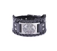 CWZZWS Bracciali da Donna da Uomo Bracciale Vintage Nordico Unico Sigillo slavo Braceley Gioielli Punk bracciali in Pelle a Treccia Larga Regolabili per /