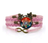 CWZZWS Bracciali da Uomo,Corda Rosa personalità Cubo Rosso Arte,Braccialetto con Pietre preziose del Tempo Multistrato in Vetro Intrecciato a Mano Gioielli combinati Moda Donna Gioielli in Stile