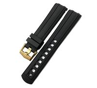 CWZZWS Canda di guardia in gomma fluida 19mm 20mm 21mm per seamaster 007 fibbia in oro rosa con cinghia di orologio silicone impermeabile/argento blu/21mm