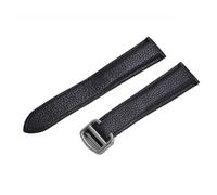 CWZZWS Cinghia di cinghia compatibile con cinghia di orologio c-artier/solista/londra morbida fibbia in acciaio inossidabile fuso traspirato (fibbia in argento nero, 17,5 mm)