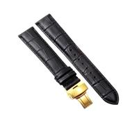 CWZZWS Cinturino da polso da uomo in pelle bovina spessa, spessore XXL, 18 mm, 19 mm, 20 mm, 21 mm, 22 mm (nero oro rosa, 19 mm), 20mm