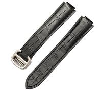 CWZZWS Cinturino in Pelle di Coccodrillo di Alligatore Nero Blu Fatto a Mano per Chiusura di depolyment del Braccialetto da Polso a Palloncino Blu