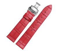 CWZZWS Cinturino in pelle ultratina 12 14 15 16 18 20 21 22 23 24mm Blue Brown Red Watchband Compatibile con Tissot DW Watch (rosso argento A, 20mm)
