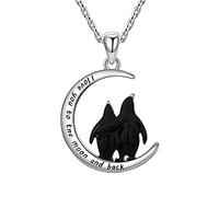CWZZWS Collana con Ciondolo a Forma di Cuore con Pinguino, Collana in Smalto Nero da Donna, gioielleria raffinata, San Valentino