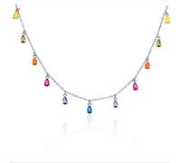 CWZZWS Collana con Stelle Luna Vera Collana in Argento 925 per Gioielli da Donna, Girocollo con Catena di Diamanti Fantasia Perla