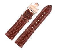 CWZZWS Crocodile Watchband Compatibile con Master L2 L3 L4 L2.628 L2.673 Bracciale cinghia orologio 19mm 20mm 21mm 22mm (marrone bianco-oro, 19mm)