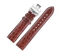 CWZZWS Crocodile Watchband Compatibile con Master L2 L3 L4 L2.628 L2.673 Bracciale cinghia orologio 19mm 20mm 21mm 22mm (marrone bianco-oro, 19mm)