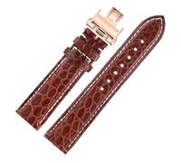 CWZZWS Crocodile Watchband Compatibile con Master L2 L3 L4 L2.628 L2.673 Bracciale cinghia orologio 19mm 20mm 21mm 22mm (marrone bianco-oro, 19mm)
