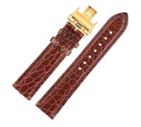 CWZZWS Crocodile Watchband Compatibile con Master L2 L3 L4 L2.628 L2.673 Bracciale cinghia orologio 19mm 20mm 21mm 22mm (marrone bianco-oro, 19mm)