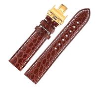 CWZZWS Crocodile Watchband Compatibile con Master L2 L3 L4 L2.628 L2.673 Bracciale cinghia orologio 19mm 20mm 21mm 22mm (marrone bianco-oro, 19mm)