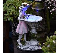 CWZZWS Decorazioni da giardino per esterni con luci solari fatate, ornamenti per sculture di ragazze, decorazione per esterni