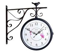 CWZZWS Ferro battuto in Ferro battuto a Parete Rotonda appesa a Doppia Faccia a Doppia Faccia Orologio retrò Orologio Rotondo lampadario Rotondo Orologio per la Parete appesa a casa Decorazione