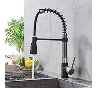 CWZZWS Fyfgnb cucine rubinetti Cucina Rubinetto Cucina Nera e Nichel Spazzolato lavello Cucina spruzzatore spruzzatore spruzzatore a Torrente Tira Verso Il Basso con Il Mazzo di Miscelatore Cucina a