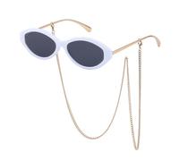 CWZZWS Gamba sottile Piccolo Telaio Ovale Donne Occhiali Da Sole Catena Femminile Occhiali Da Sole Signore Occhiali Uv400, C1, Taglia unica