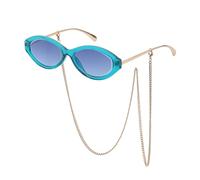 CWZZWS Gamba sottile Piccolo Telaio Ovale Donne Occhiali Da Sole Catena Femminile Occhiali Da Sole Signore Occhiali Uv400, C6, Taglia unica