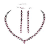 CWZZWS Gioielli 3 Pezzi Blu Reale zirconi cubici da Donna Festa di Nozze bigiotteria Collana Orecchini Bracciale Set per Le spose