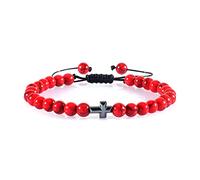 CWZZWS Gioielli 6mm Bracciale con Perline Nere Croce di Ematite Uomo Occhio di Tigre Braccialetti con Fili Fatti a Mano in Pietra Naturale Braccialetti energetici Gioielli per Ragazze