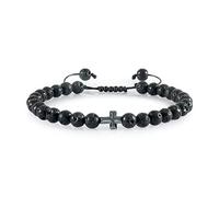 CWZZWS Gioielli 6mm Bracciale con Perline Nere Croce di Ematite Uomo Occhio di Tigre Braccialetti con Fili Fatti a Mano in Pietra Naturale Braccialetti energetici Gioielli per Ragazze