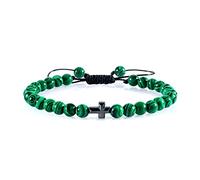 CWZZWS Gioielli 6mm Bracciale con Perline Nere Croce di Ematite Uomo Occhio di Tigre Braccialetti con Fili Fatti a Mano in Pietra Naturale Braccialetti energetici Gioielli per Ragazze