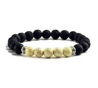 CWZZWS Gioielli Braccialetti di Pietra vulcanica Naturale Equilibrio Perle Uomini Uomini Neri a Filo Lava braccialeo da bracciali di Braccia