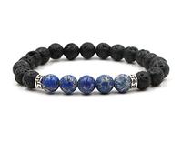 CWZZWS Gioielli da Donna Bracciale con diffusore di Olio Essenziale Pietra lavica, Bracciale con Pietra lavica Occhio di Tigre con Lettera AZ Braccialetti Regolabili per Donna Gioielli da 29,2 cm