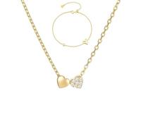 CWZZWS Gioielli in Argento 925 Set di Gioielli da Donna - zirconi con Giuntura di Cuori, Collana Regolabile, Set di bracciali, Girocollo, Gioielli per Feste di Matrimonio, Accessori Gioielli