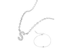 CWZZWS Gioielli parure di Gioielli da Donna in Argento 925 - Collana e Bracciale Regolabili con zirconi, Pendente con la Lettera maiuscola s Anniversario di Matrimonio s per Gioielli da Donna e