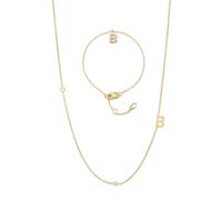 CWZZWS Gioielli parure di Gioielli in Argento 925 da Donna - Ciondolo con Lettera b, Catena e Bracciale con zircone, Anniversario di Matrimonio per Gioielli da Donna e Ragazza