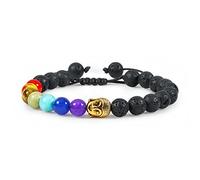 CWZZWS Gioielli Pietra Naturale Occhio di Tigre 7 Chakra Bracciali e Braccialetti Yoga Equilibrio Perline Preghiera Bracciale Elastico da Uomo Gioielli per Ragazze