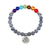 CWZZWS Gioielli Pietra Naturale Occhio di Tigre 7 Chakra Bracciali e Braccialetti Yoga Equilibrio Perline Preghiera Bracciale Elastico da Uomo Gioielli per Ragazze
