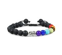 CWZZWS Gioielli Pietra Naturale Occhio di Tigre 7 Chakra Bracciali e Braccialetti Yoga Equilibrio Perline Preghiera Bracciale Elastico da Uomo Gioielli per Ragazze