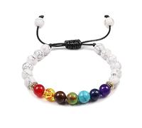 CWZZWS Gioielli Pietra Naturale Occhio di Tigre 7 Chakra Bracciali e Braccialetti Yoga Equilibrio Perline Preghiera Bracciale Elastico da Uomo Gioielli per Ragazze