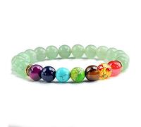 CWZZWS Gioielli Pietra Naturale Occhio di Tigre 7 Chakra Bracciali e Braccialetti Yoga Equilibrio Perline Preghiera Bracciale Elastico da Uomo Gioielli per Ragazze