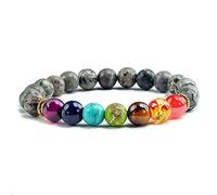 CWZZWS Gioielli Pietra Naturale Occhio di Tigre 7 Chakra Bracciali e Braccialetti Yoga Equilibrio Perline Preghiera Bracciale Elastico da Uomo Gioielli per Ragazze