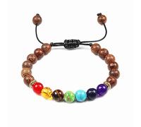 CWZZWS Gioielli Pietra Naturale Occhio di Tigre 7 Chakra Bracciali e Braccialetti Yoga Equilibrio Perline Preghiera Bracciale Elastico da Uomo Gioielli per Ragazze