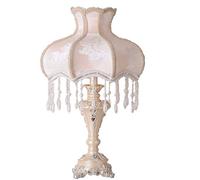 CWZZWS Lampada da Tavolo in Stile Europeo Lampada da Comodino Tessuto in Pizzo Fatto a Mano Beige Paralume Vittoriano in Stile Vittoria Lampada da scrivania da scrivania USA la Lampada E27/ E26