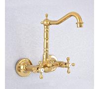 CWZZWS Lampada del lavandino del Bagno, rubinetti da Cucina in Oro in Ottone Lucido Montato da Cucina a Monte Cucina Il lavandino del lavandino del lavandino Girevole cupia Acqua Fredda Calda a