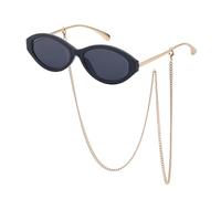 CWZZWS Moda Gamba Sottile Piccolo Telaio Ovale Donne Occhiali Da Sole Catena Femminile Occhiali Da Sole Signore Popolare Occhiali Uv400, C5, Taglia unica