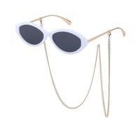 CWZZWS Moda Gamba Sottile Piccolo Telaio Ovale Donne Occhiali Da Sole Catena Femminile Occhiali Da Sole Signore Popolare Occhiali Uv400, C1, Taglia unica