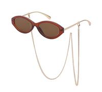 CWZZWS Moda Gamba Sottile Piccolo Telaio Ovale Donne Occhiali Da Sole Catena Femminile Occhiali Da Sole Signore Popolare Occhiali Uv400, C3, Taglia unica