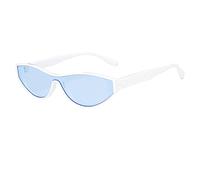 CWZZWS Moda Piccolo Un Pezzo Occhiali Da Sole Delle Donne Dell'annata Occhio di Gatto Occhiali Da Sole Per Il Marchio Femminile Unico Punk Tonalità UV40, Bianco-nlue, Taglia unica