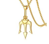 CWZZWS Moda Uomo Acciaio Inossidabile Poseidon Poseidon Tridente Collana con Ciondolo personalità Collana Hip Hop Gioielli Regalo per Feste di Compleanno